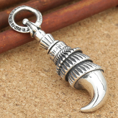 s925纯银饰品 复古泰银挂件 正品螺旋海螺鹰爪钩吊坠 男士 挂坠_8折