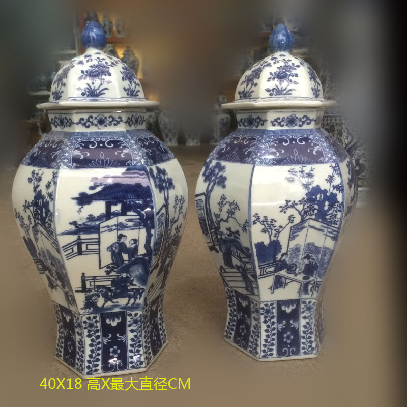 Jingdezhen 30 to 40 to 60 high general porcelain pot figure painting of flowers and gut general general tall canister