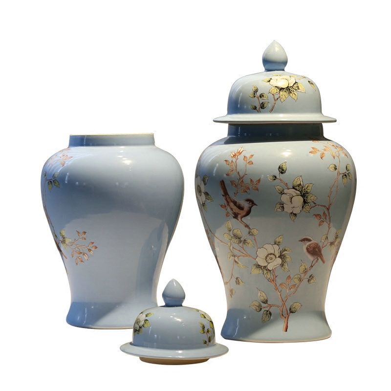 Jingdezhen ceramic vases, modern new Chinese style flower furnishing articles furnishing articles living room table flower implement simulation flower candy jar