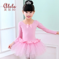 Childrens dance costume girls ballet skirt childrens autumn long sleeve dance practice skirt puffy dress