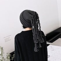 Street trendsetter artificial braids wool hat womens spring and summer warm Baotou hat Korean version of the fashion wild knitted hat