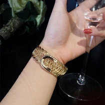 European and American fashion 100 Lap Geometric Circles Ring Ring Wide Bracelet Bracelet Bracelet Handring Personality Handmaid Temperament Handstring