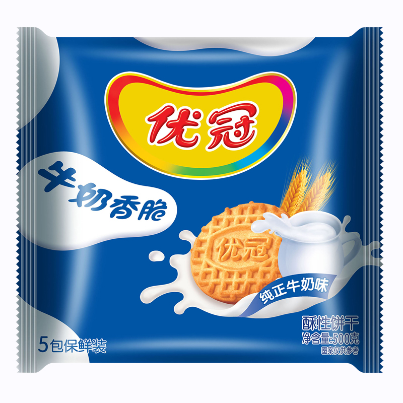 蓝色包装的牛奶饼干图片