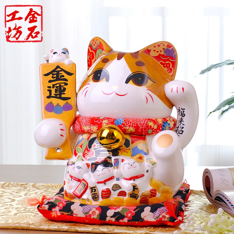 Stone workshop plutus cat furnishing articles piggy bank large Japanese ceramic piggy bank creative the counter opening gifts