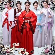 Formal double winding dress Hanfu ancient costume womens deep clothes short song dress kimono skirt single winding collar song dress Han Dynasty clothing
