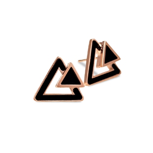 福缘顺简约时尚气质双三角耳钉女日韩简约几何双层三角形滴胶耳饰