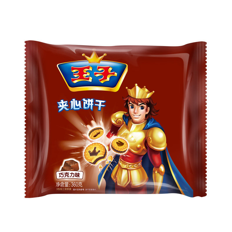 【天猫超市】亿滋达能新王子巧克力夹心饼干360g 办公室休闲零食