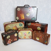 Artisanal retro suitcase window display props box fitting parts clothing store with American soft decorations