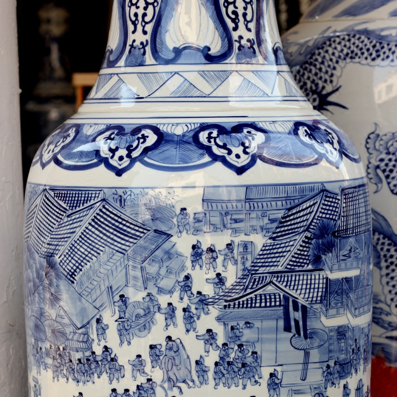 Jingdezhen porcelain ceramic hand - made ching Ming vase painting of large home sitting room hotel modern furnishing articles