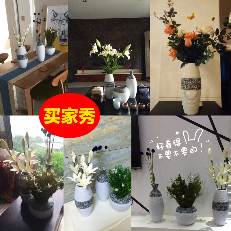 Jingdezhen ceramics dry flower vase is contracted and I household act the role ofing is tasted white flower implement creative living room table furnishing articles
