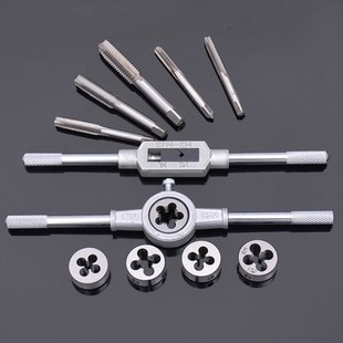 丝锥 板牙套装 手绞手公制丝攻组合 工具手用丝锥板牙套装扳
