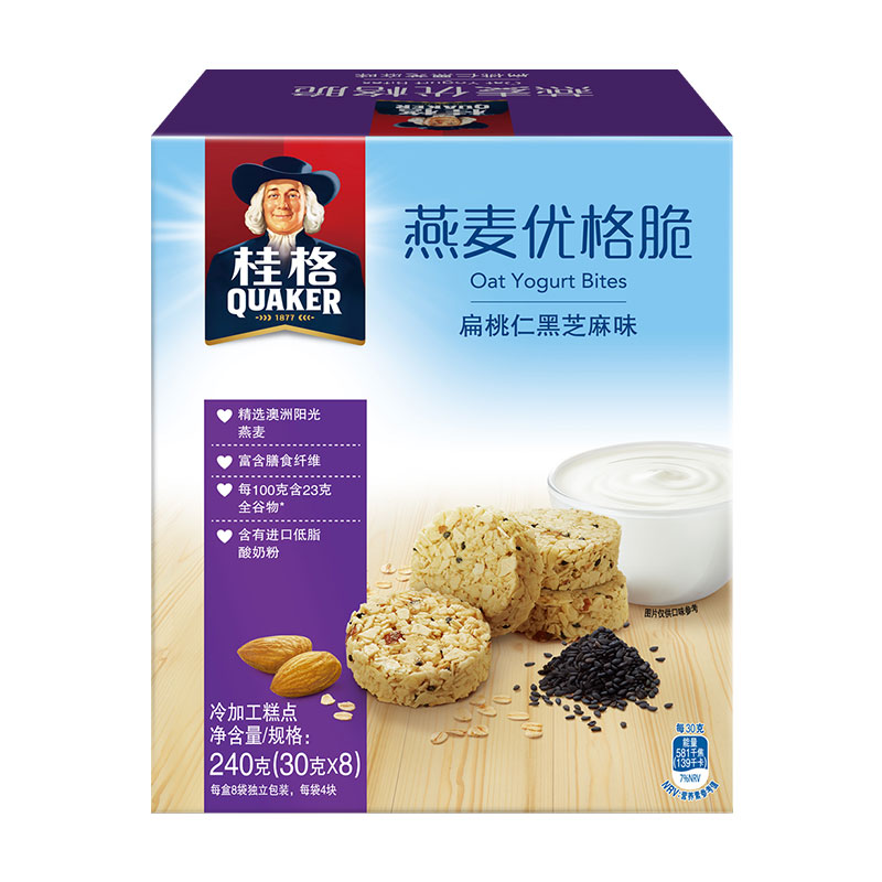 桂格燕麦酸奶饼干优格脆240g*2（原味+黑芝麻味）产品展示图5