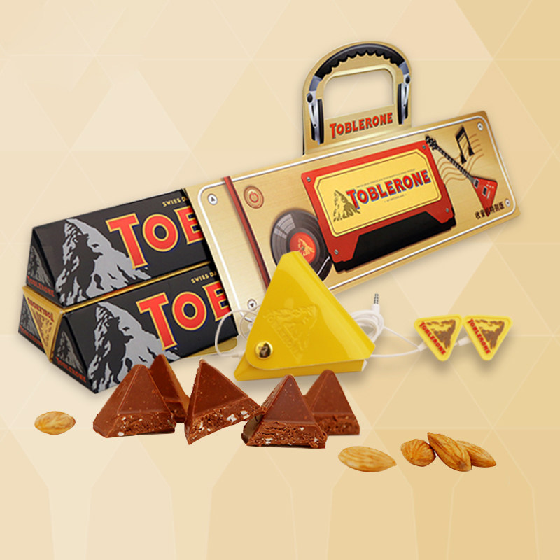 亿滋瑞士三角巧克力toblerone瑞士进口巧克力400g(100g*4)耳机装