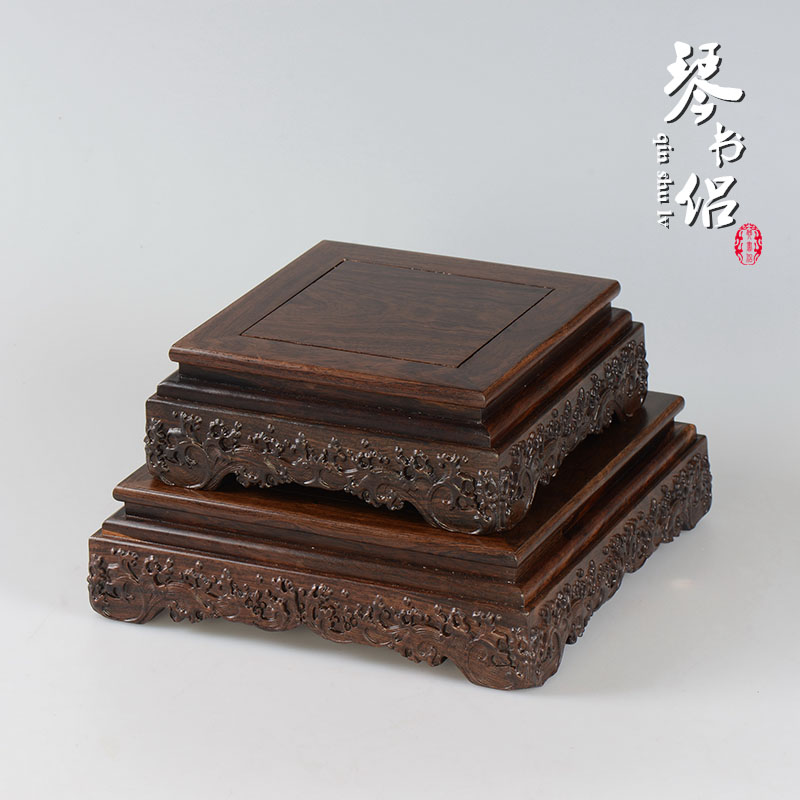 Redwood base solid wood rectangle jade stone furnishing articles planter base square for FoTai Buddha base