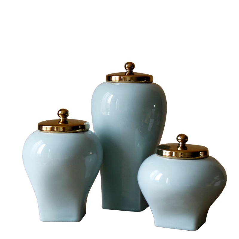 Rain tong home | jingdezhen ceramics gold - plated shadow green contracted home furnishing articles furnishing articles sitting room porch decoration vase