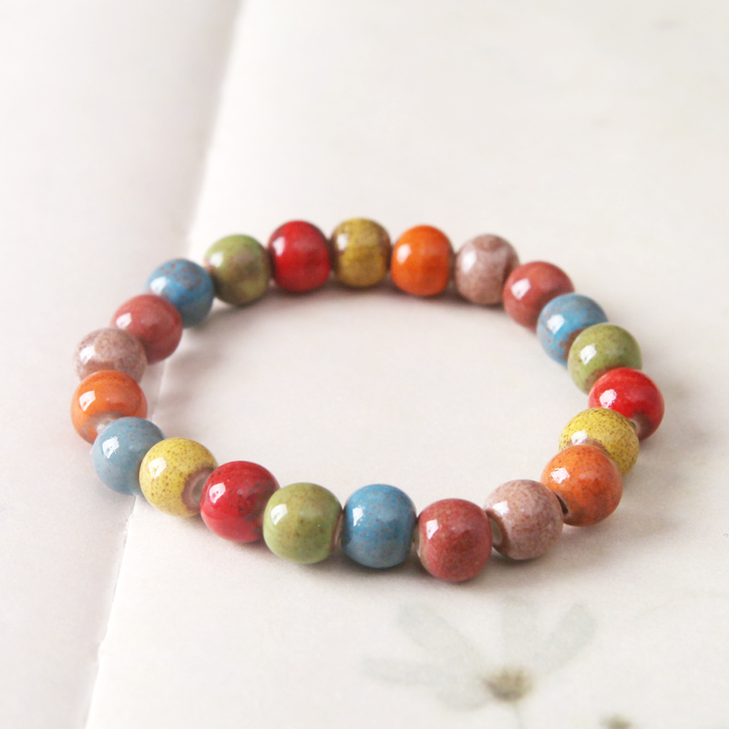 Jingdezhen ceramic jewelry QingGe bracelet multi - color ceramic beads hand - woven characteristics stalls sources