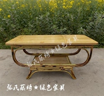 Zhangs rattan chair Bamboo furniture Rectangular double-layer coffee table Bamboo coffee table Wine coffee table Small coffee table Lightweight coffee table