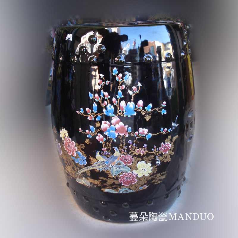 Jingdezhen black flower ceramic stools classical ancient porcelain who ancient sweet patina balcony who