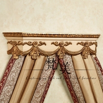 American solid wood carved bed curtain shelf European gold painted old bed crown Hand carved bedside decoration crown curtain