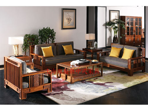 苏梨新中式吉祥如意京瓷沙发五件套六件套刺猬紫檀花梨木家具定制_7折