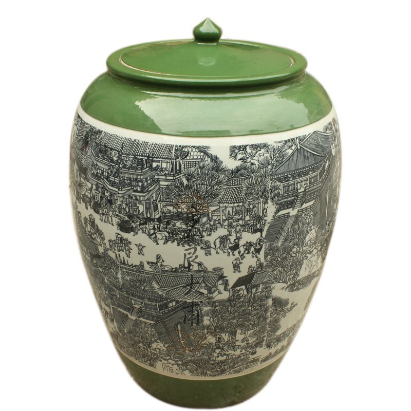 It jars 100 jins Jingdezhen ceramic wine jar qingming scroll mercifully jars mercifully bottle