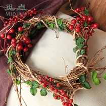 Find Some Vines Flower Rings Emulation Flower Leaf Berries Natural Twigs Willow Wedding Celebration Wall-mounted Decoration Wall Decoration