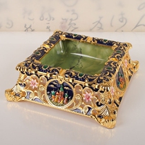 European ashtray large luxury color tin alloy hollow home living room coffee table high forced ashtray new room gift