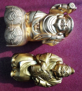 日本财神 福神 惠比寿 大黑天神像 金属24k镀金