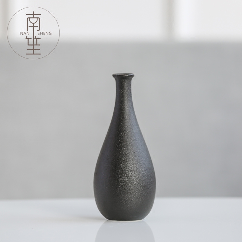 Nan sheng household act the role ofing is tasted, black ceramic vase simulation flower, dried flower flower, furnishing articles ornaments of TV bar face