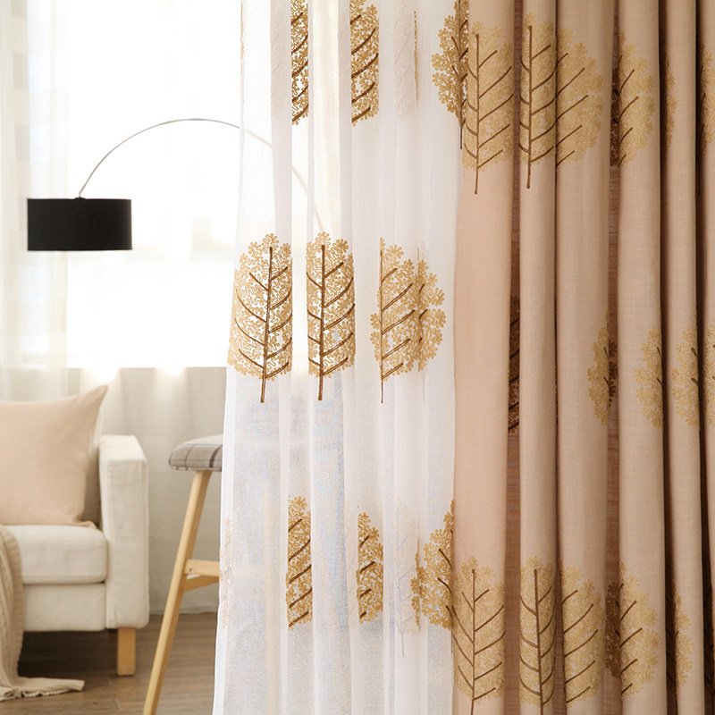 吉屋发财树鲁绣毛巾绣布艺窗帘jw22h0147