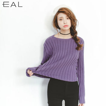 EAL Feather Trail Korean Version 2023 Spring Bottoming Sweater Pullover Solid Color Round Neck Sweater Women Y917