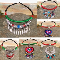 Ethnic style retro hand-woven wax thread pendant necklace sweater chain color line collarbone necklace spot mixed batch color