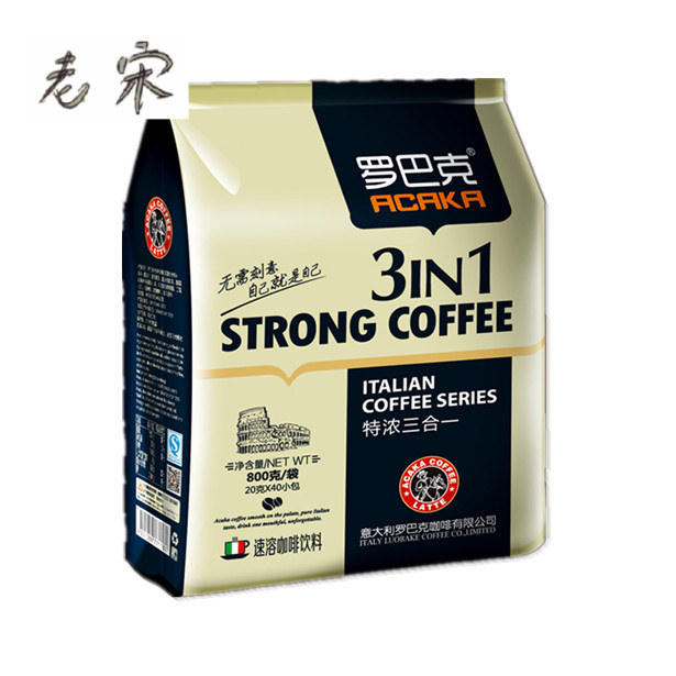 包邮 意大利罗巴克咖啡 特浓香浓三合一速溶咖啡粉40袋/800g装