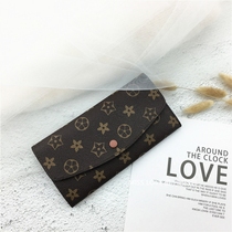 Retro printed card bag European and American multifunctional soft wallet ins folding girl bag bean wallet female long style