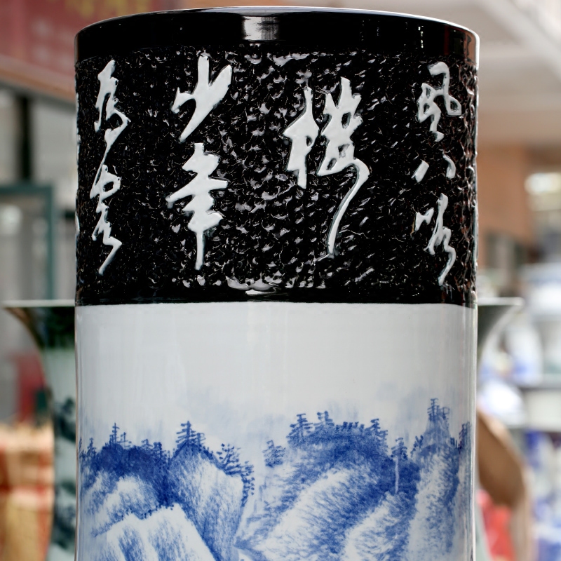 Blue and white porcelain has a long history in the hand - made big vase jingdezhen ceramics of large vases, sitting room of Chinese style household furnishing articles