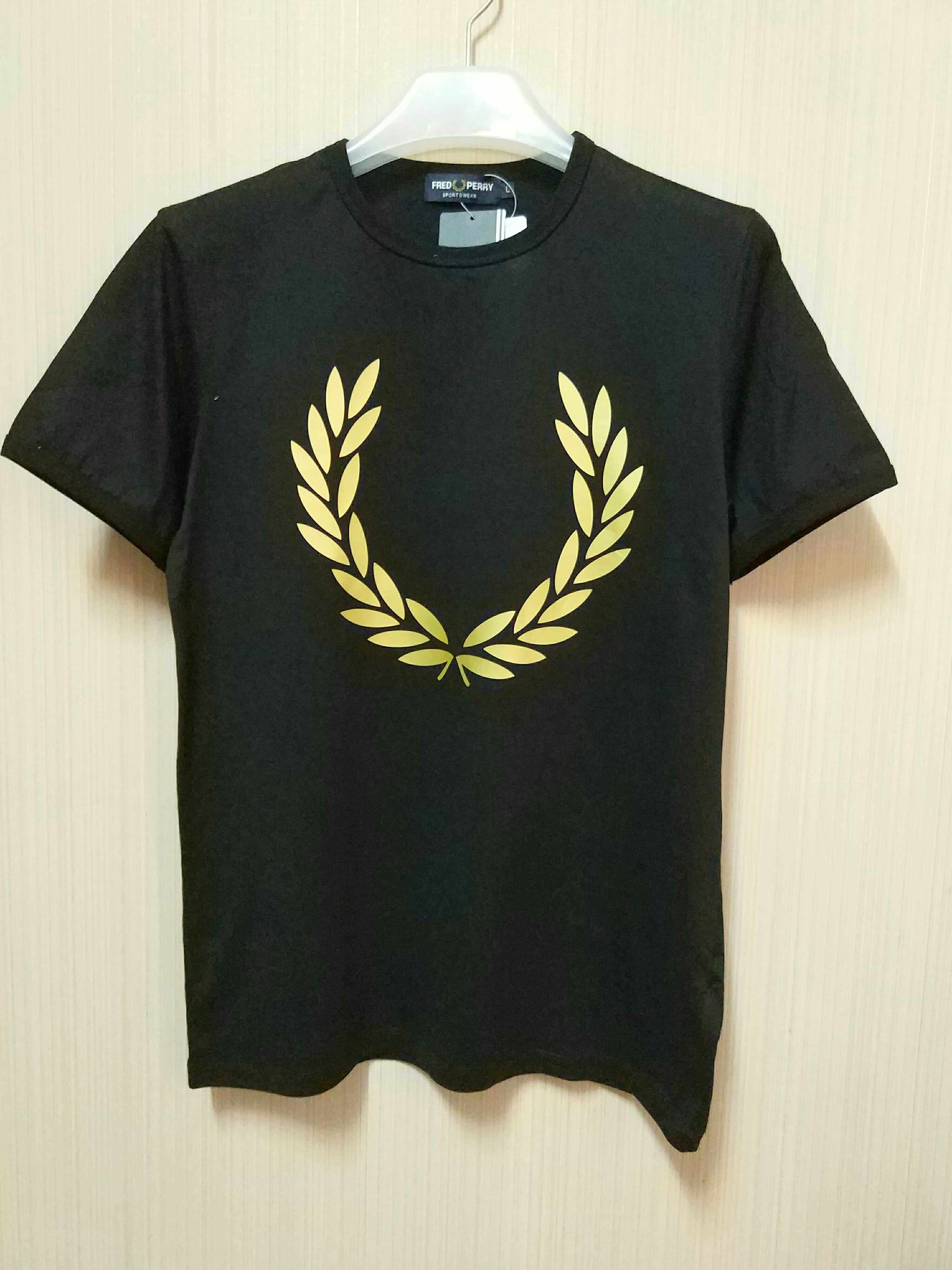 fred perry男士夏季短袖t恤休闲圆领纯棉fp印刷麦穗修身上衣