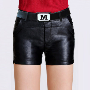 <em>2015新款皮短裤</em>女秋冬修身显瘦PU皮短裤大码