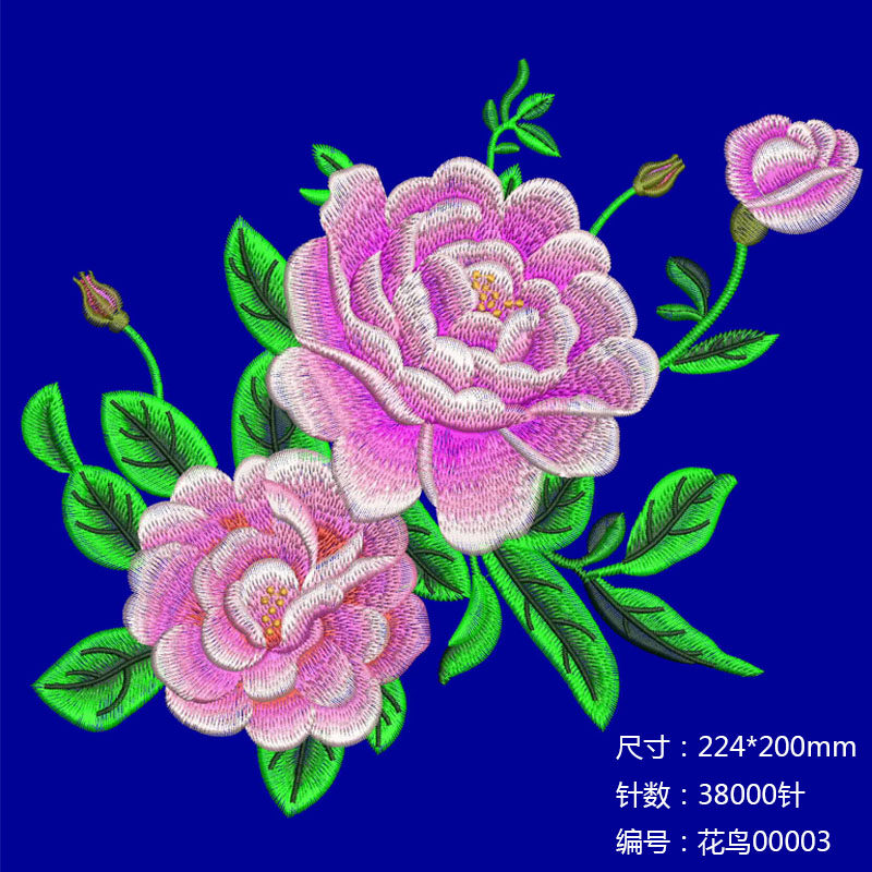 刺绣牡丹 电脑刺绣素材 网络制版打版打带 绣花电子版 emb格式