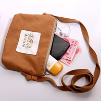 Japan and South Korea fresh and simple cute canvas crossbody big screen mobile phone bag change bag student mini versatile shoulder bag