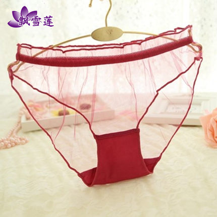 5条5色装女士性感内裤诱惑全透明薄三角裤真人实拍情趣内衣诱惑-tmall.com天猫