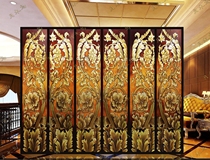European Classical gold foil relief Western flower lacquer painting screen Villa Hotel new Chinese hand-painted partition folding screen