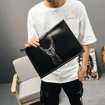 Deer pattern Korean clutch bag casual versatile mens clutch bag new practical ipad shoulder Cross bag