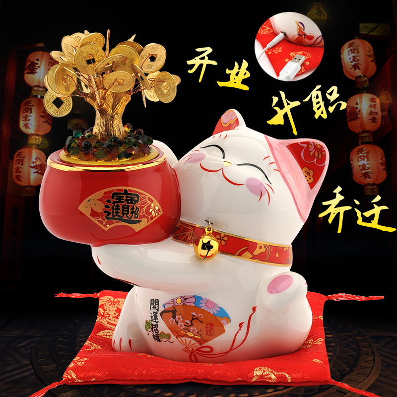 Stone workshop Taiwan plutus cat medium ceramic furnishing articles led cash cow piggy bank open a shop opening gifts