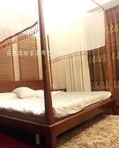 Custom two-end tassel dustproof top Southeast Asian style American village European style Chinese four-poster bed curtain hemp yarn curtain