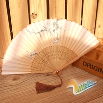 Boutique upscale butterfly cherry blossom silk female fan genuine silk fan Bamboo Fan Jump Dance Day Style Small Fan Folding Fan