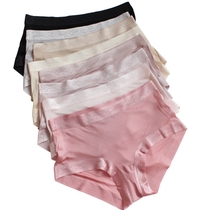 Womens silk underwear one-piece breathable and comfortable seamless hip thin mid-waist lace mulberry silk underwear women