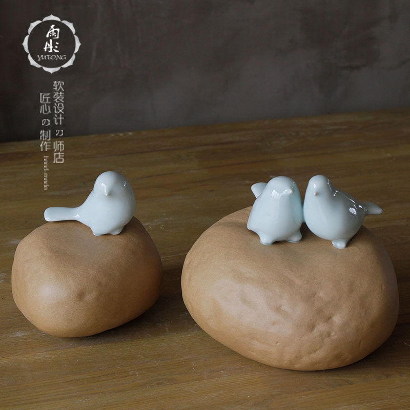 The rain tong home | ceramic creative modern adornment installs soft outfit furniture green glaze bird pay-per-tweet resting place