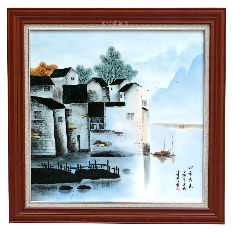 Hand - made jiangnan xiuse ceramic painting jingdezhen porcelain plate painting the living room a study sofa setting wall adornment that hang a picture