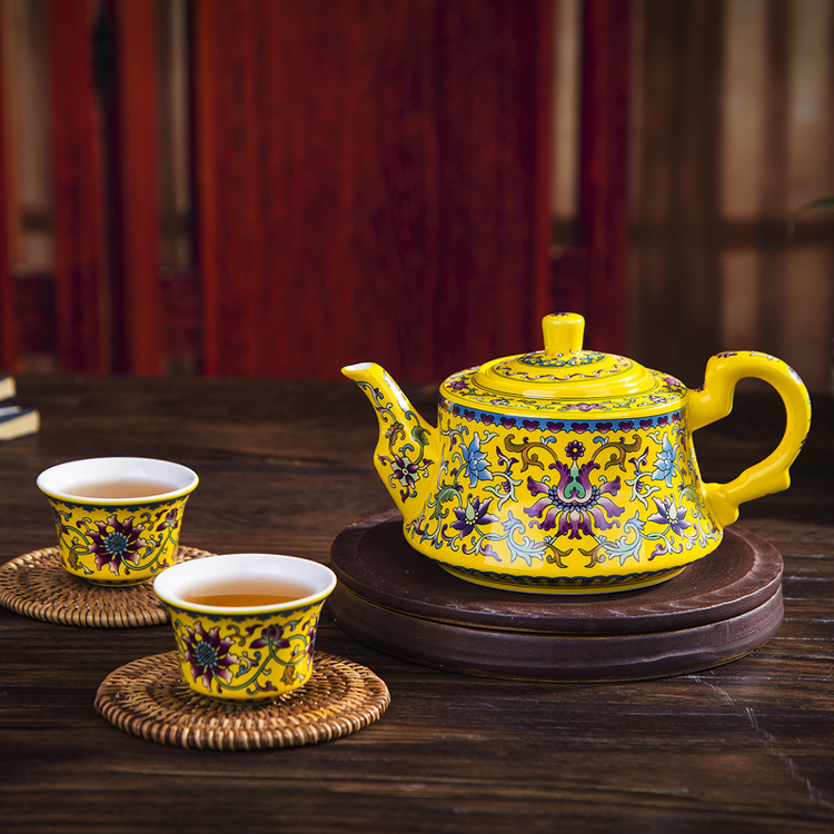 Jingdezhen ceramic teapot single pot of enamel kettle antique teapot furnishing articles in a small pot of 450 ml