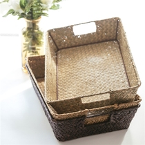 Ruosu life home bathroom desktop sundries snacks toys storage and finishing baskets grass weaving fruit storage baskets